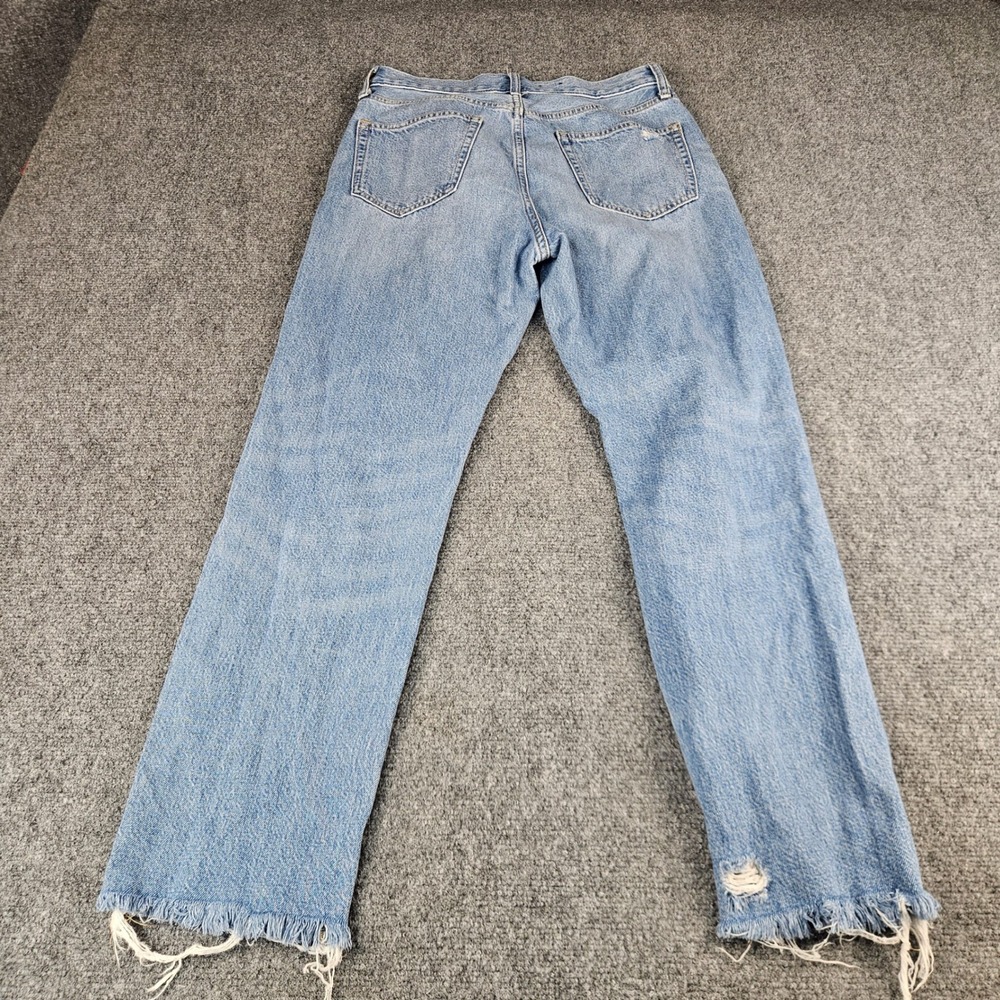 GAP Denim Boyfriend Mid Rise Jeans Light Wash Blue Button Fly Raw Hem Size 26 2 - Picture 9 of 11